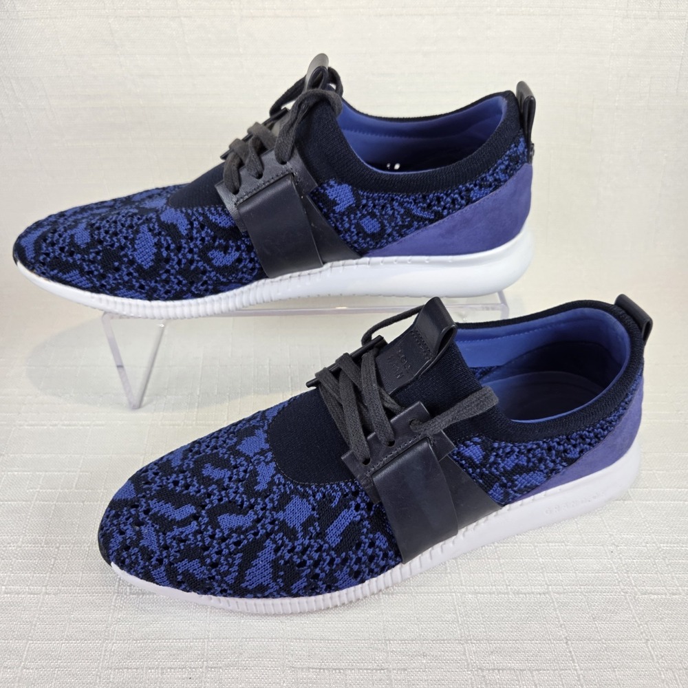 Cole Haan Studio Grand Knit Sneakers Blue Animal Print‎ Breathable Women's 7.5 B